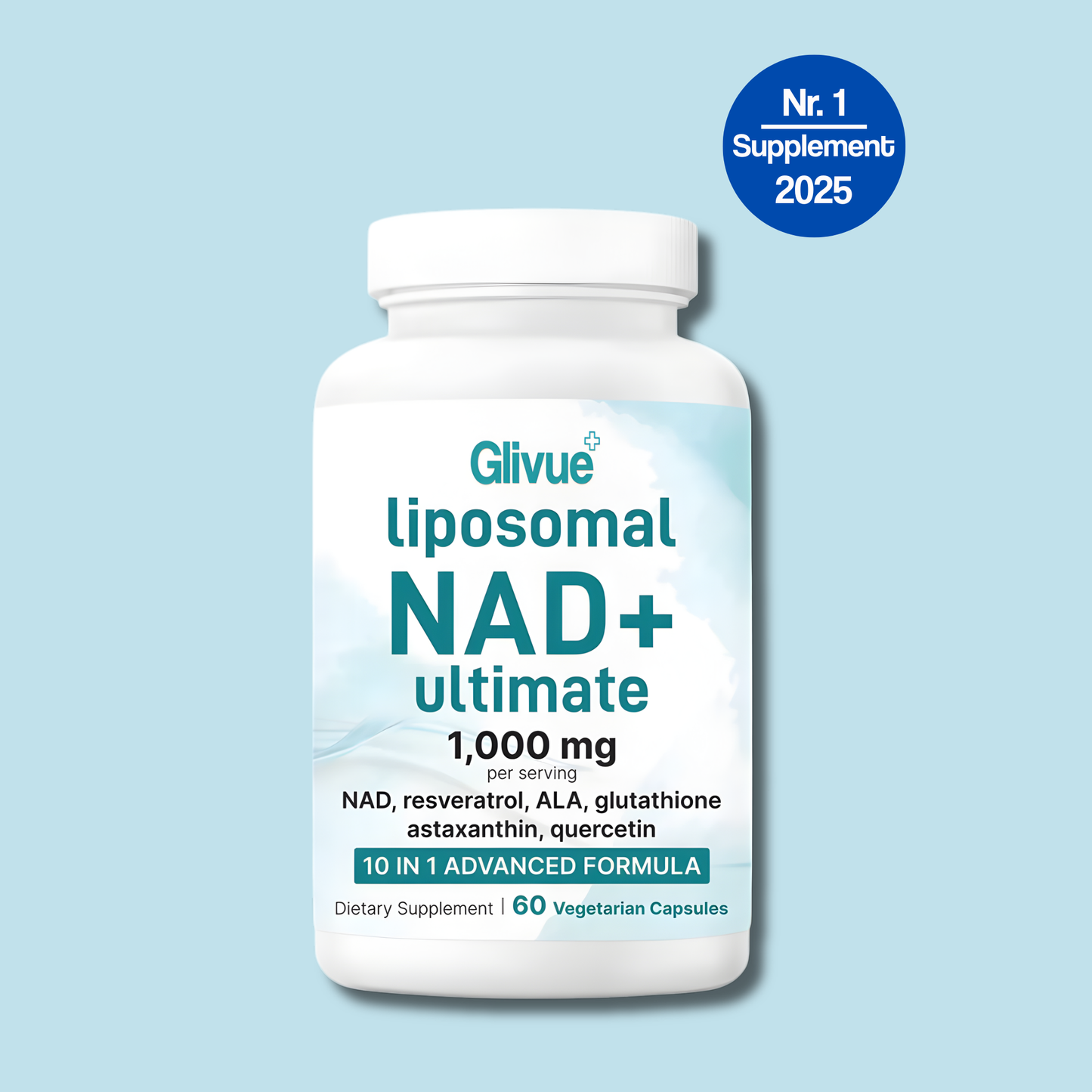 Glivue Liposomal NAD+ Pure 1,000 mg, 60 Vegan Capsules